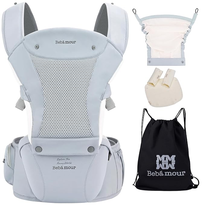 Bebamour Baby Carrier with Hip Seat, All-Position Breathable Mesh Hip Seat & - Image 2