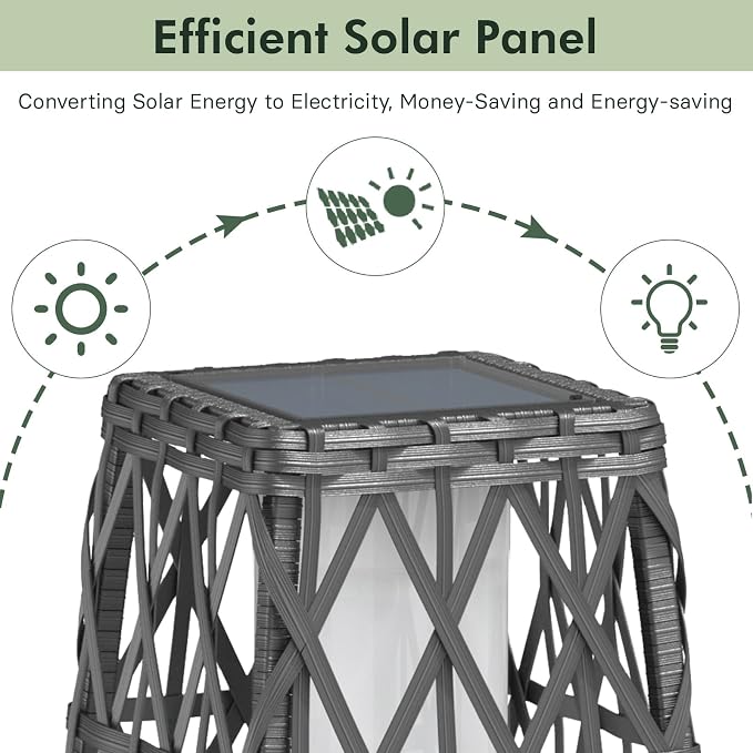Grand patio Outdoor Solar Powered Wicker Floor Lamp Outdoor Weather-Resistant - Image 3