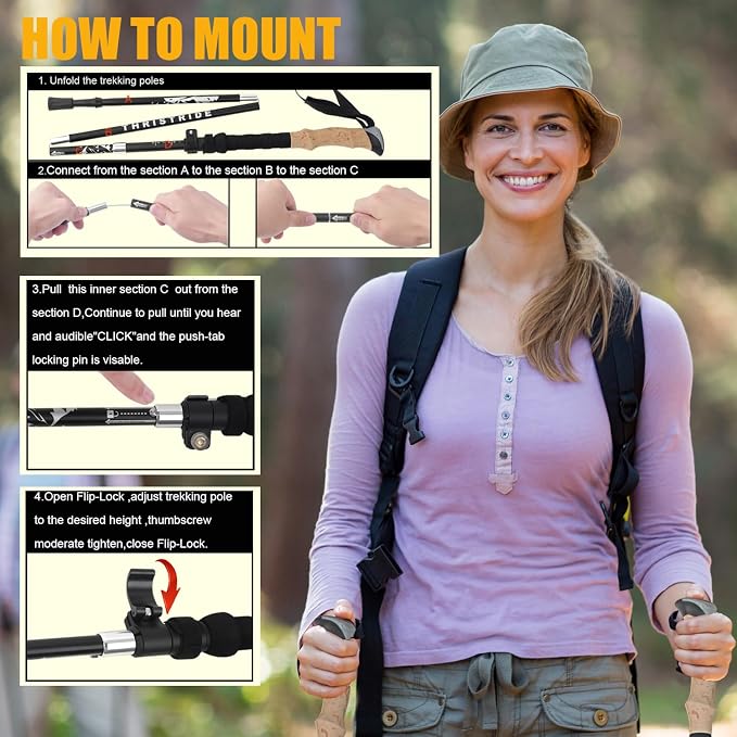 Trekking Poles Aviation Grade Aluminum Alloy-Strong Lightweight Collapsible - Image 6