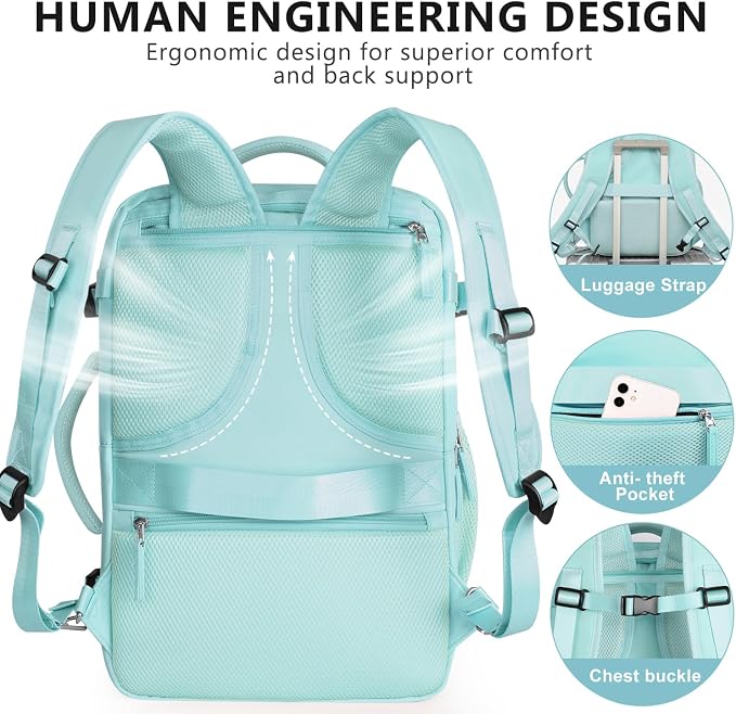 Travel Backpack for Women, Large Carry On Backpack for Travel, Waterproof - Image 6