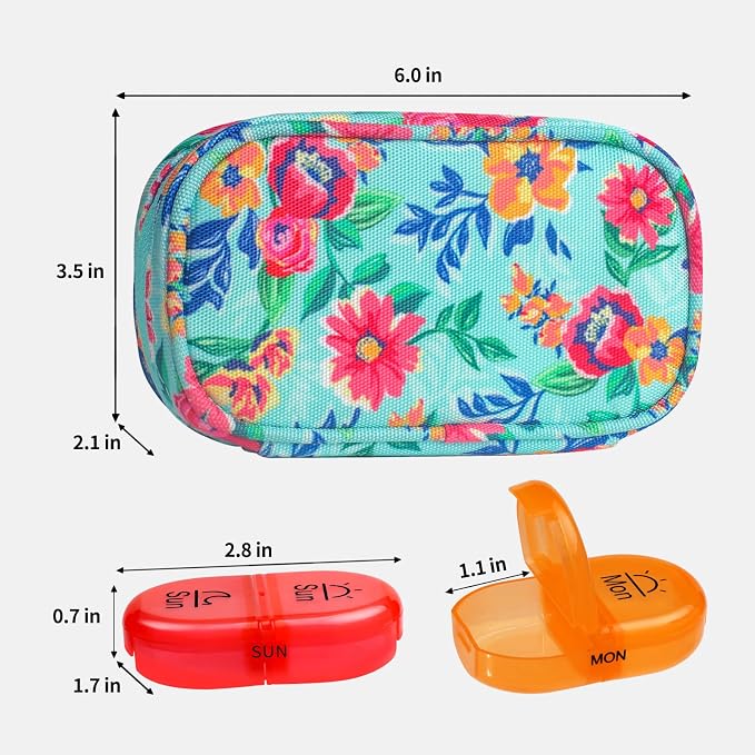 Serfeymi Weekly Travel Pill Organizer 2 Times A Day AM PM Upgraded Rainbow Pill - Image 2