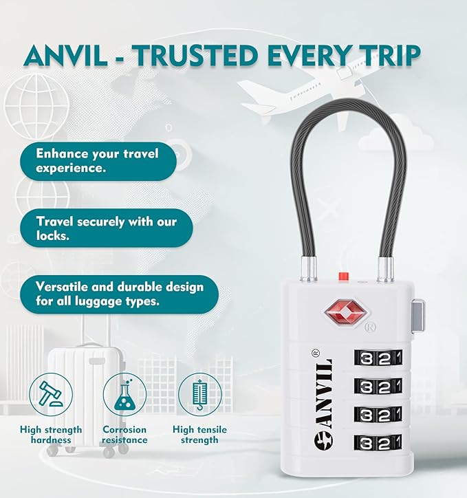 ANVIL 4 Digit Luggage Locks, TSA Locks - Image 4