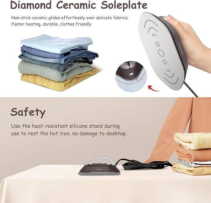 Newbealer Travel Iron with Global Voltage, 100-240V Mini Dry Iron - Image 8