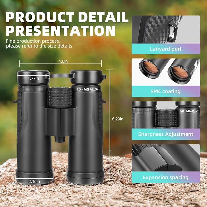 ED HD Binoculars 8x42 for Adults, Waterproof & Fogproof - Image 6