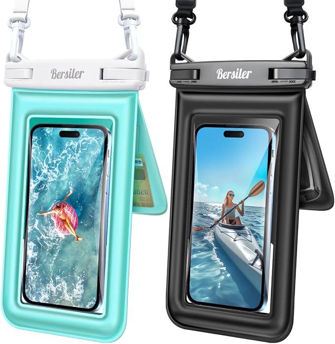 [Floatable 2 Pack Floating Waterproof Phone Pouch Case Up to 8.5", IPX8 by BERSILER