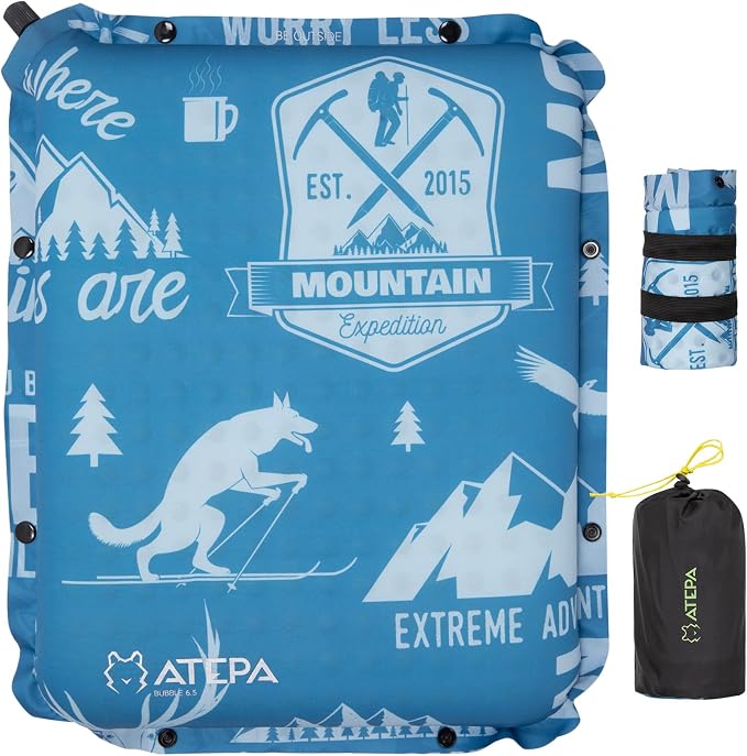 ATEPA Inflatable Stadium Seat Cushion, Self-Inflating Memory Foam Stadium Seats by ATEPA