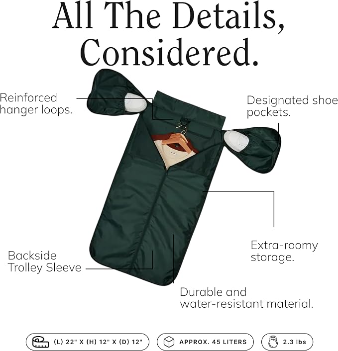 Halfday Convertible 2-in-1 Garment Duffel Weekender Bag 45L | Wrinkle-Free - Image 2