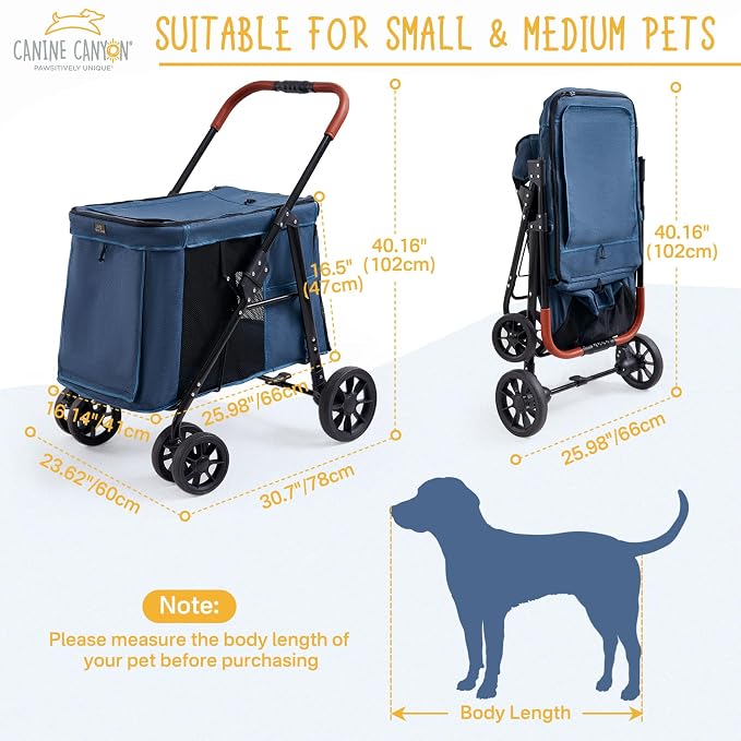 Upgraded 4 Wheels Pet Stroller for Small/Medium Dogs- One Button Fold, - Image 7