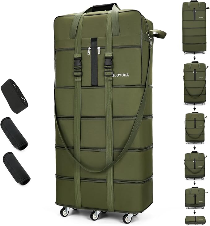 Expandable Foldable Luggage, Rolling Duffle Bag by Gloyuda