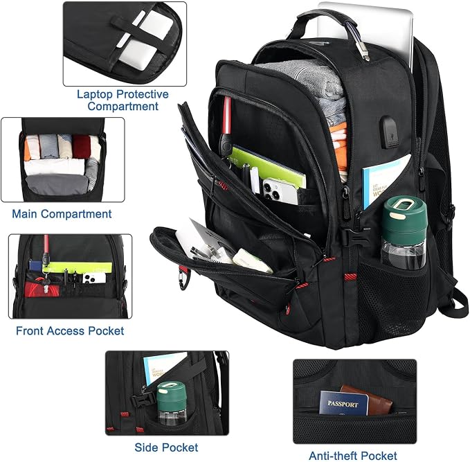 Z-MGKISS Extra Large Travel Backpack, 52L TSA Backpack 17.3 Inch, Anti-Theft 17 - Image 4