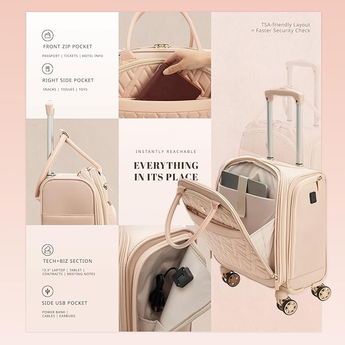 Verage 18x14x8in Spinner Underseat Carry-On Luggage -Airplane Personal Item Bag - Image 5