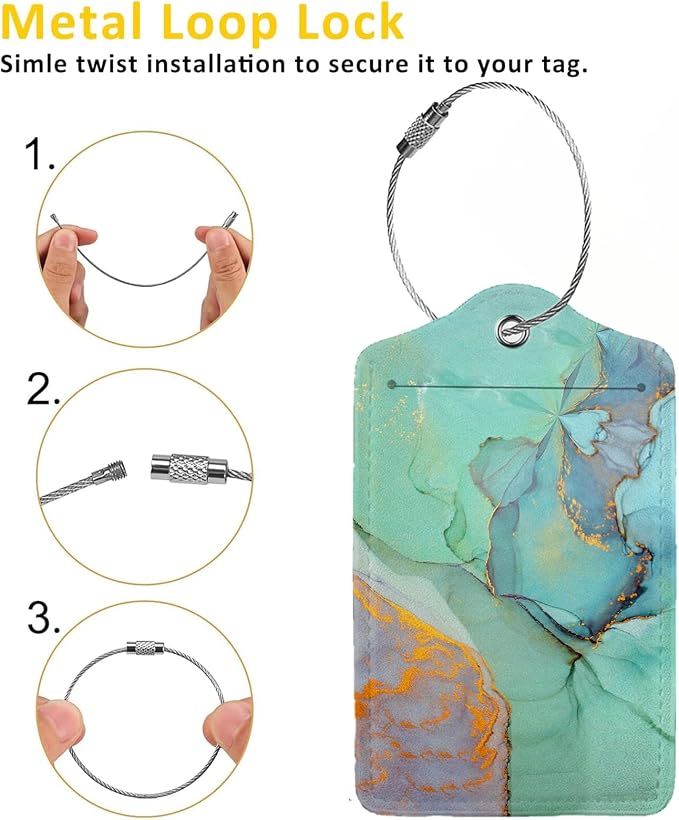 Green Gold Marble 2-Pcs Premium Leather Tags - Image 3
