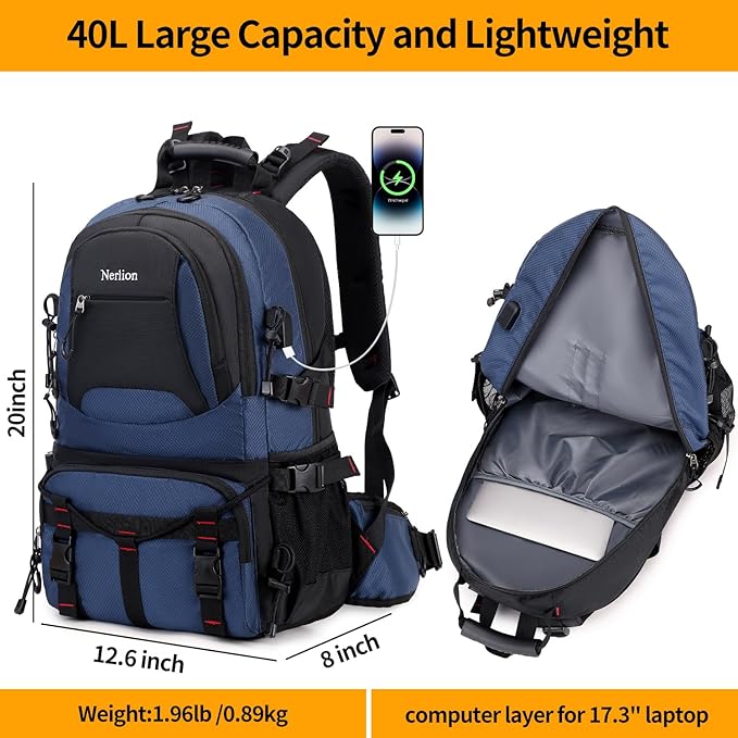 Nerlion 40L Hiking Backpack Travel Backpack - Image 5