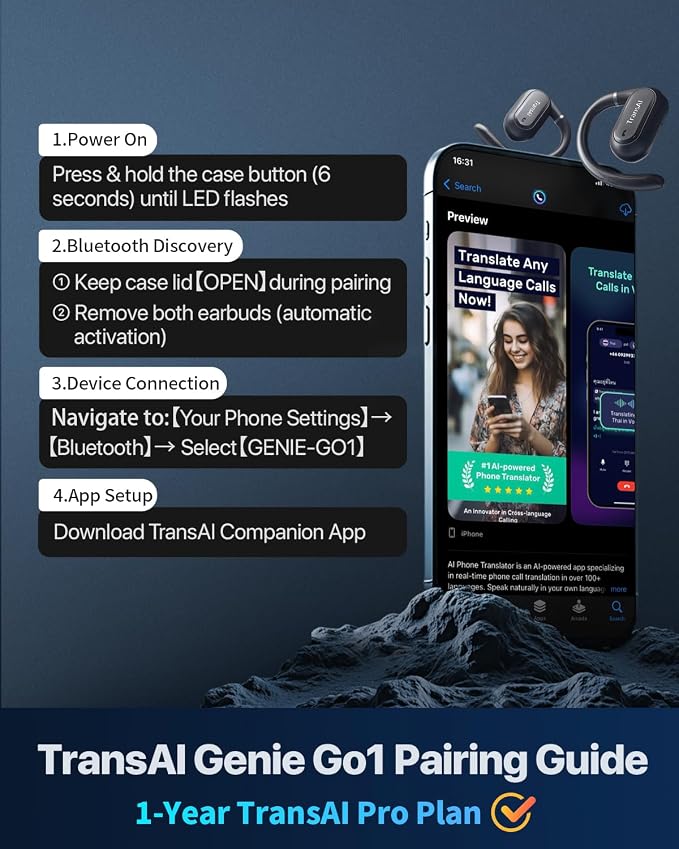 GO1 Real-time Phone Call Translaton Earbuds, 3-in-1 AI Translator Earbuds - Image 8