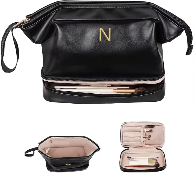 Gift Ideas for Woman Initial Large Makeup Bag, Personalized Birthday Gifts by Vogewood