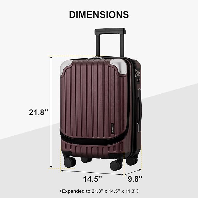 LEVEL8 Grace Carry on Luggage Airline Approved, 20 Inch Expandable Hardside - Image 9