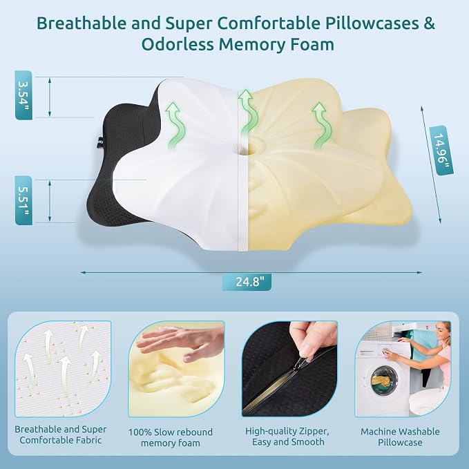 DONAMA Cervical Pillow for Neck Pain Relief, Contour Memory Foam Pillow - Image 6
