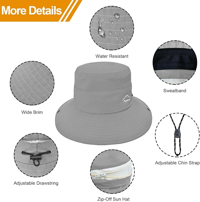 Sun Hats for Women Bucket Hat UV Protection Fishing Hat Wide Brim Safari Hats 2 - Image 6