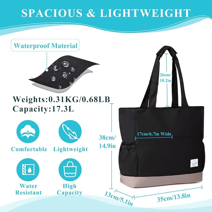 VASCHY Beach Bag for Women, Large Waterproof Sandproof Fold-able Packable Pool - Image 2