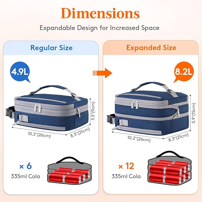 Lifewit Insulated Lunch Box for Men, Expandable Cooler Bag, Freezable Lunch Bag - Image 4