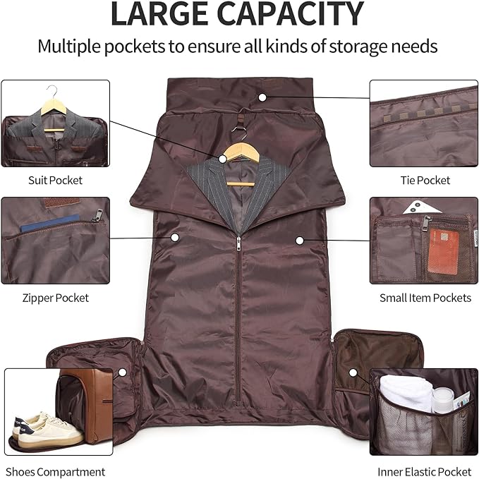 Carry On Garment Bag for Travel, Convertible Travel Garment Bag for Men Women - Image 3