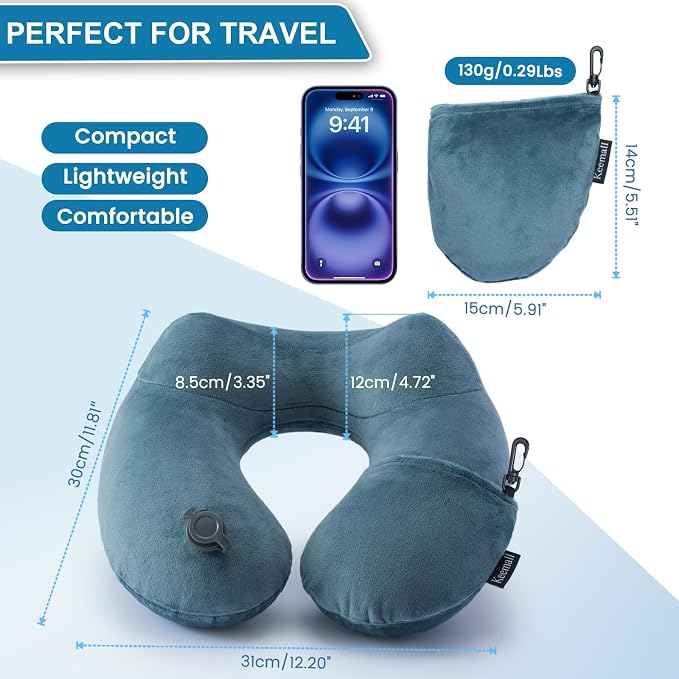 Inflatable Travel Neck Pillow for Airplane Sleeping Blow Up Neck Support Air - Image 8
