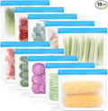 10 Pack Reusable Silicone Food Storage Bags, Leakproof Dishwasher Safe Reusable by Unknown