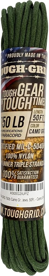 TOUGH-GRID 750 Paracord Rope Nylon Parachute Cord, Made in USA Survival Kit - Image 3
