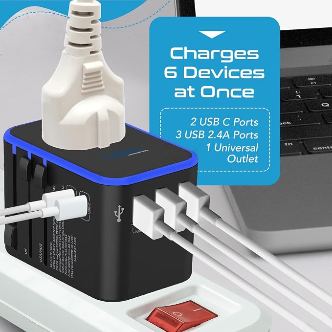 Ceptics Universal Travel Adapter, 35W International Power Adapter - Image 4