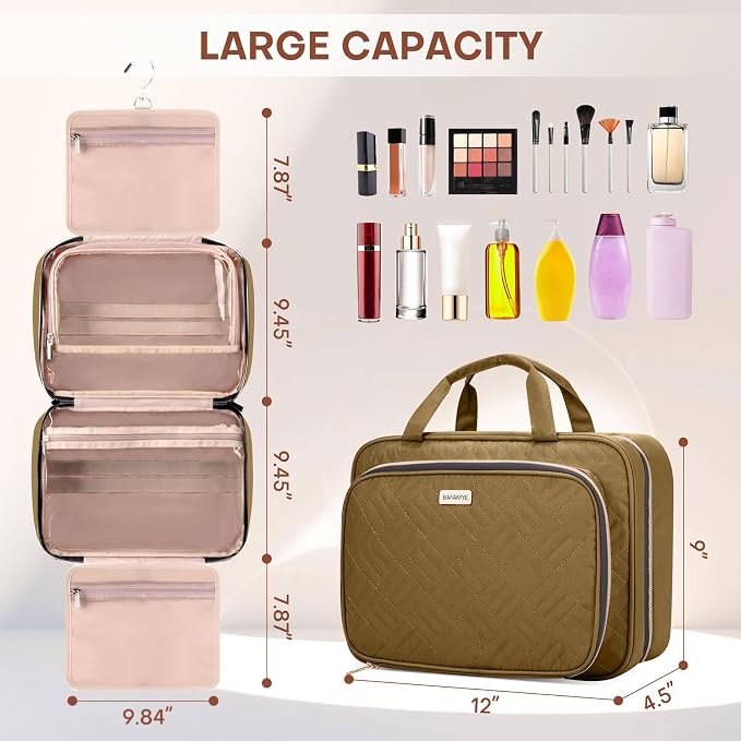 Toiletry Bag for Women with Jewelry Organizer Compartment, Travel Makeup - Image 2