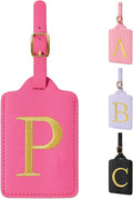 Personalized Rose Red Leather Initial Luggage Tags by izuzta