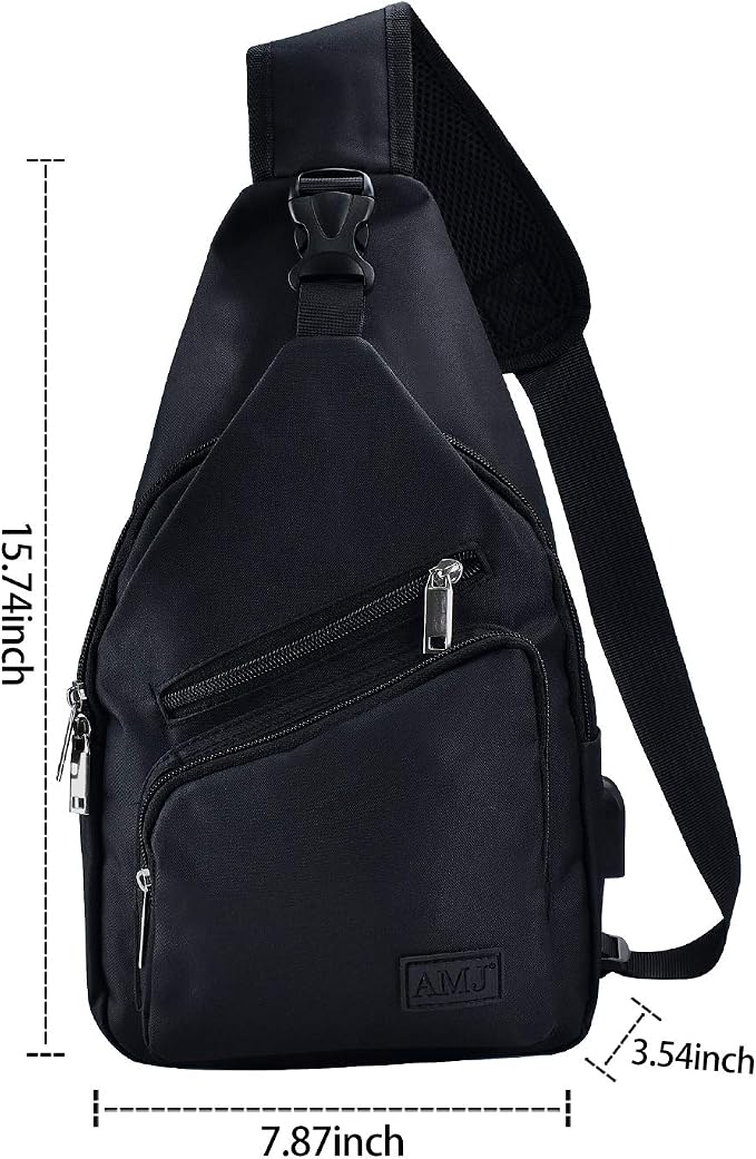 AMJ Crossbody Sling Bag Men Women, Casual Shoulder Backpack, Chest Daypack - Image 2