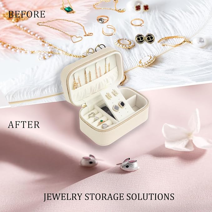 Small Travel Jewelry Case With PU Leather, Sturdy And Smooth Gold Metal Zipper - Image 5