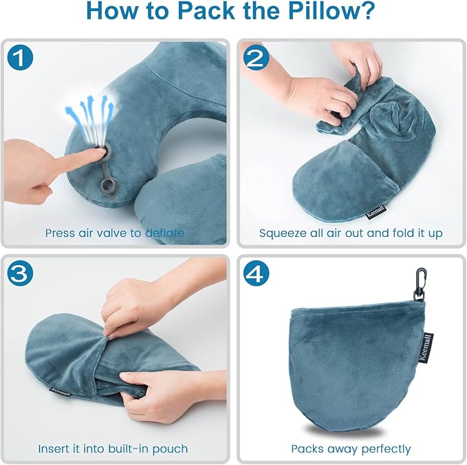 Inflatable Travel Neck Pillow for Airplane Sleeping Blow Up Neck Support Air - Image 7