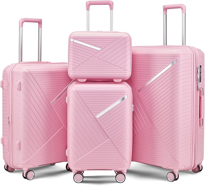 Campfun Luggage 4 Piece Sets, Expandable Carry On Luggage Set Hardshell PP by Campfun