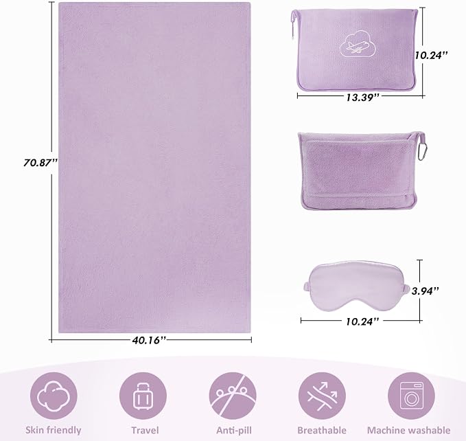 Travel Blanket, 3-in-1 Ultra-Soft, Warm & Lightweight Travel Blanket Airplane - Image 3