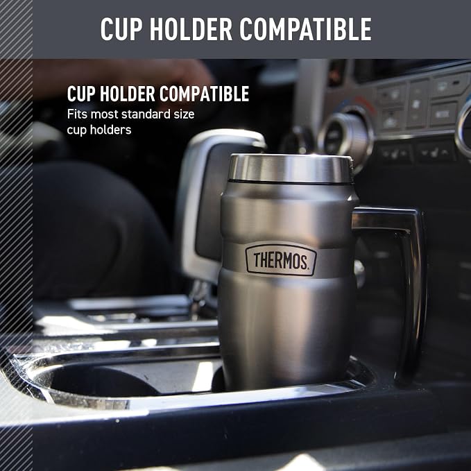 THERMOS Stainless King Vacuum-Insulated Travel Mug, 16 Ounce, Matte Stainless - Image 3