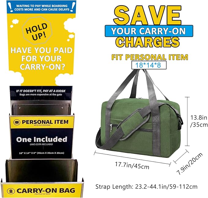 For Spirit Airlines Personal Item Bag 18x14x8 in Underseat Carry-on Luggage - Image 3