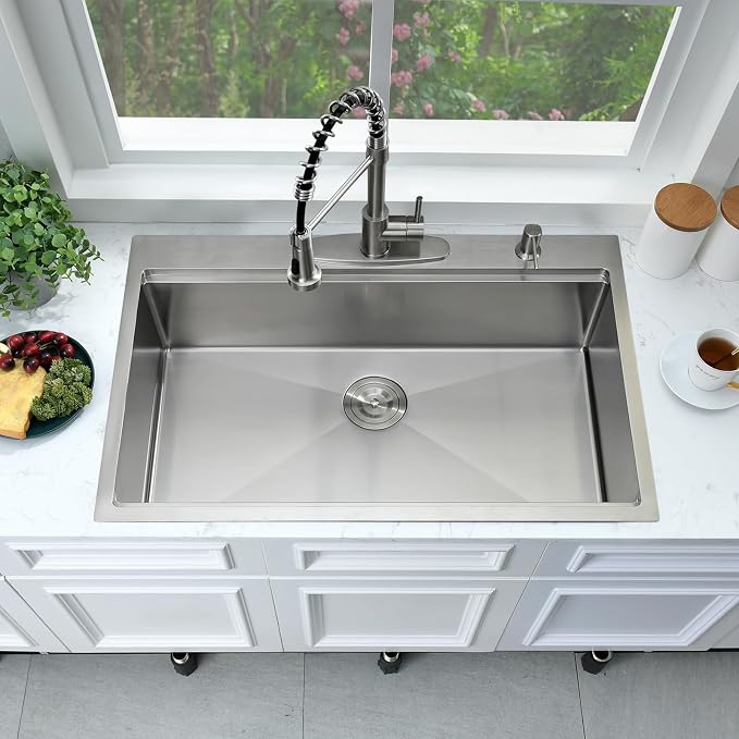 30 Inch Drop In Kitchen Sink Workstation-Bokaiya 30x22 Stainless Steel Drop In - Image 2