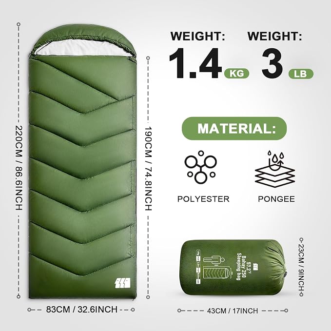 Sleeping Bags for Adults Cold Weather, Waterproof, Lightweight Camping Sleeping - Image 2