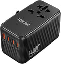 LENCENT 140W Universal Travel Adapter, International Plug Adaptor, GaN Fast by LENCENT
