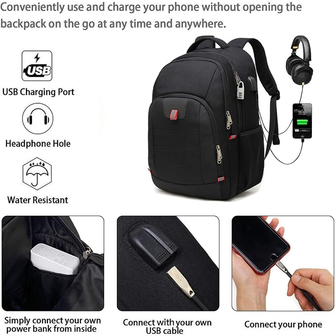 Laptop Backpack for Men, Large Anti-Theft Business Travel Backpack - Image 3