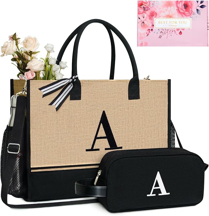 TOPDesign Personalized Initial Canvas Tote Bag, by TOPDesign