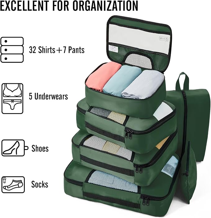 Veken 8 Set Packing Cubes for Travel Essentials, Suitcase Organizer Bags in 4 - Image 5