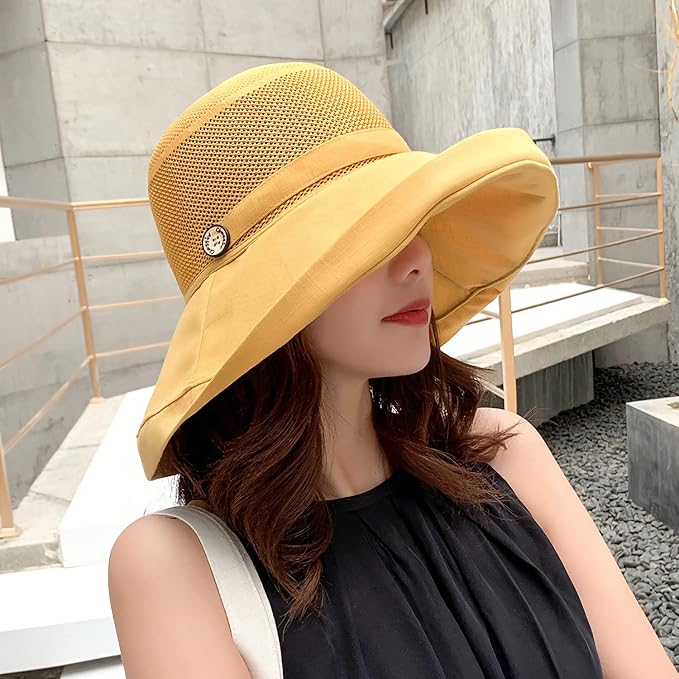 Women Wide Brim Sun Hats Metal Wired Edge Summer UV Protection Beach Fishing Hat - Image 2
