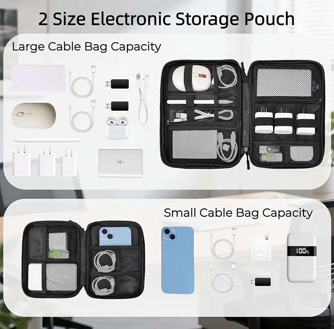 MATEIN Cord Organizer Travel Case 2 Pack, Water Resistant Tech Organizer Pouch - Image 5