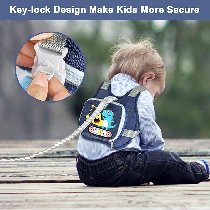 Accmor Toddler Harness Leash+ Reflective Anti Lost Wrist Link, Cute Dinosaur - Image 5
