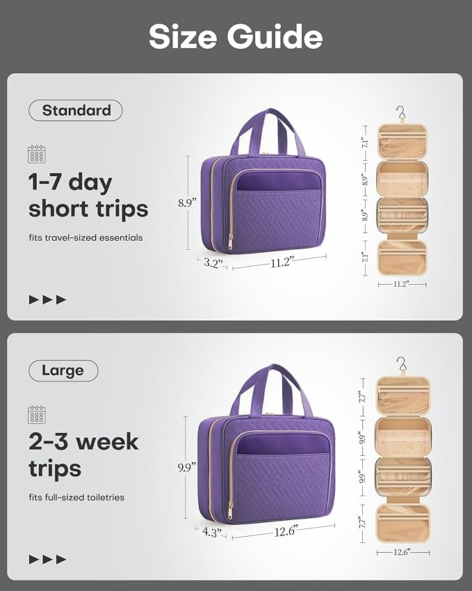 HOTOR Travel Toiletry Bag for Women & Men, Waterproof Makeup Bag - Image 2