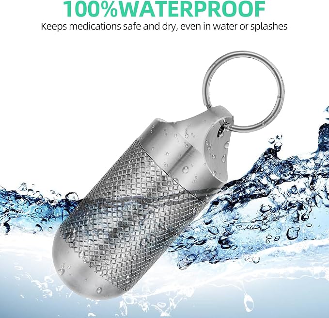 Titanium Keychain Pill Holder Waterproof Lightweight Portable Pocket Mini Pill - Image 3