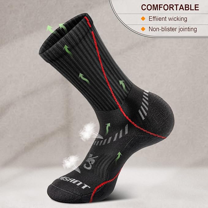 BULLIANT Compression Socks for Men 6Pairs, Athletic Crew Socks Cushioned For - Image 5